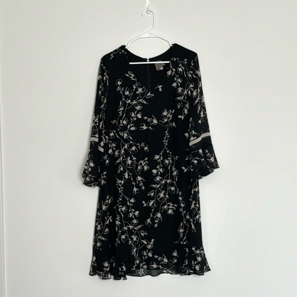 Womens Ruffle 3/4 Sleeve Mesh Dress